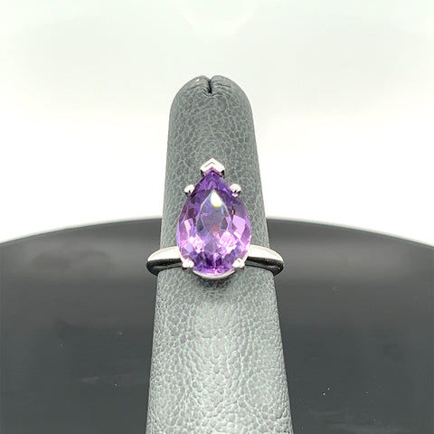 14k White Gold 6.45CT Natural Lavender Amethyst Ring