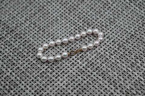 White Cultured Pearl Strand Bracelet with 18k Double Claw Clasp