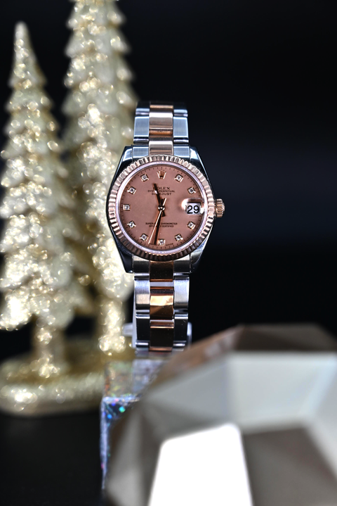 ROLEX LADIES DATEJUST 18K ROSE GOLD STAINLESS STEEL