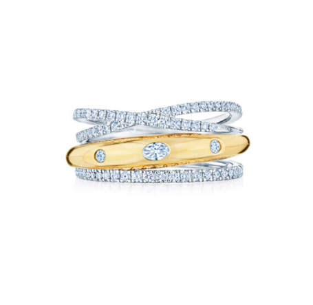 KWIAT Orbit Stacked Ring with Diamonds R-30194-0-DIA-18KTT