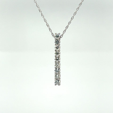 14k White Gold Diamond Line Pendant