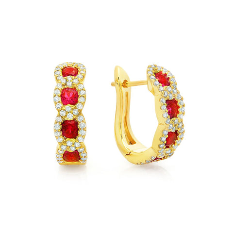 Fana Curb Link Sapphire and Diamond Hoop Earrings