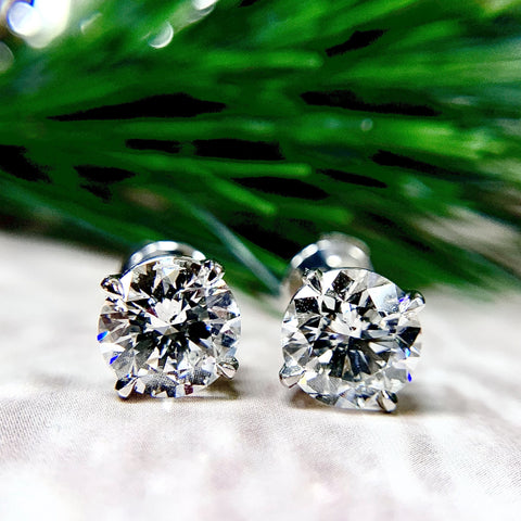 Platinum 3.00 Carat Diamond Stud Earrings