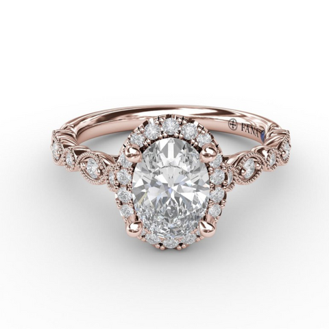 Fana Classic Diamond Engagement Ring with Detailed Milgrain Band 3065