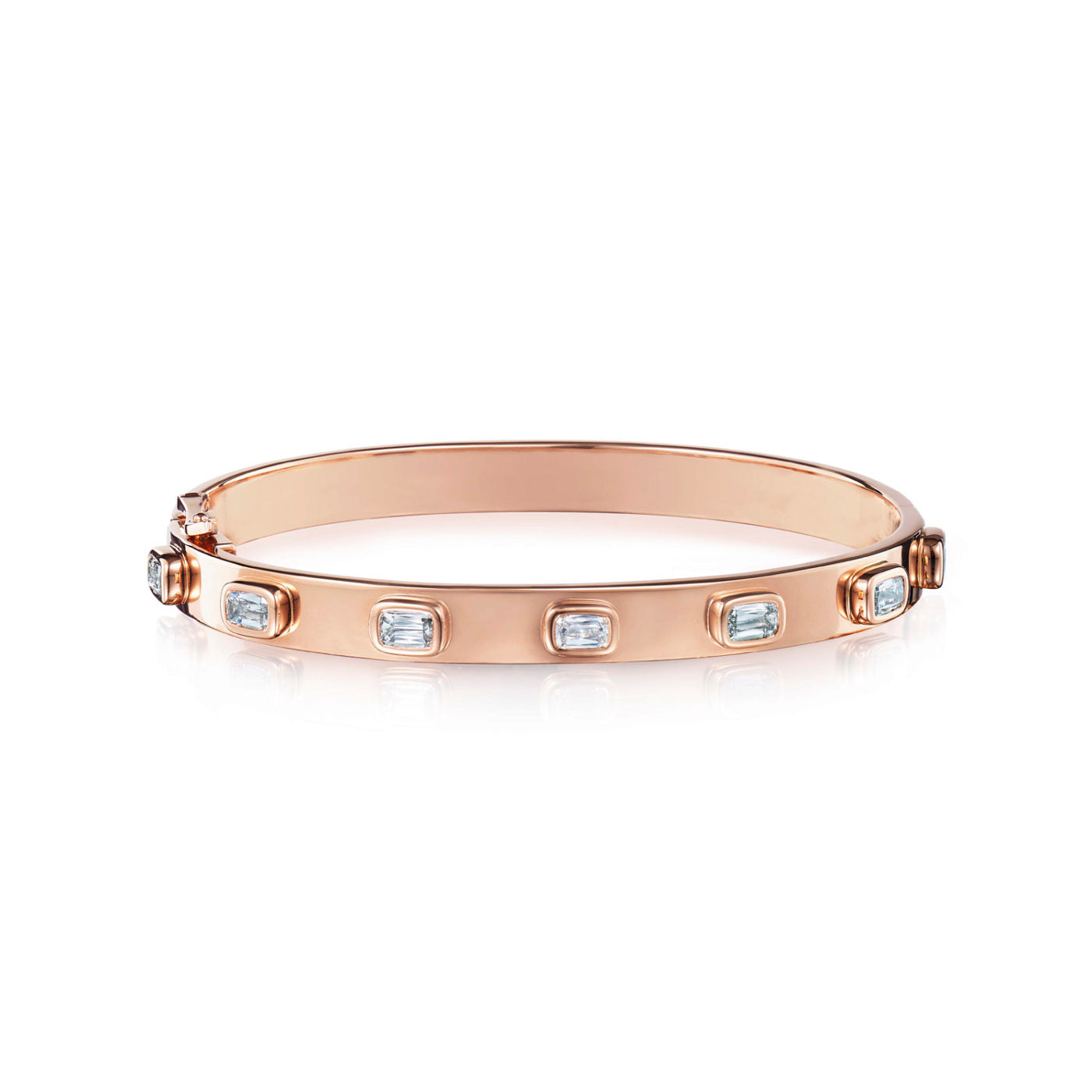 Cobblestone Bracelet with Diamond Accents in 18K Rose Gold, Style B-19537-0-DIA-18KP