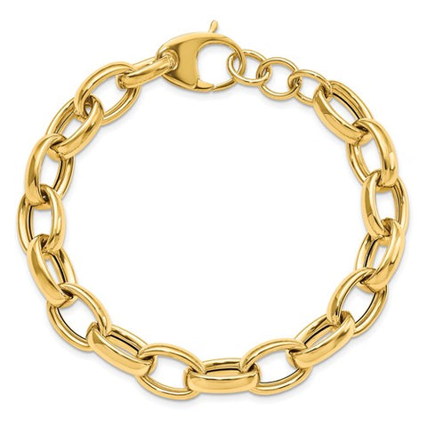 14k Yellow Gold Fancy Oval Link bracelet 8 inches LF884-8