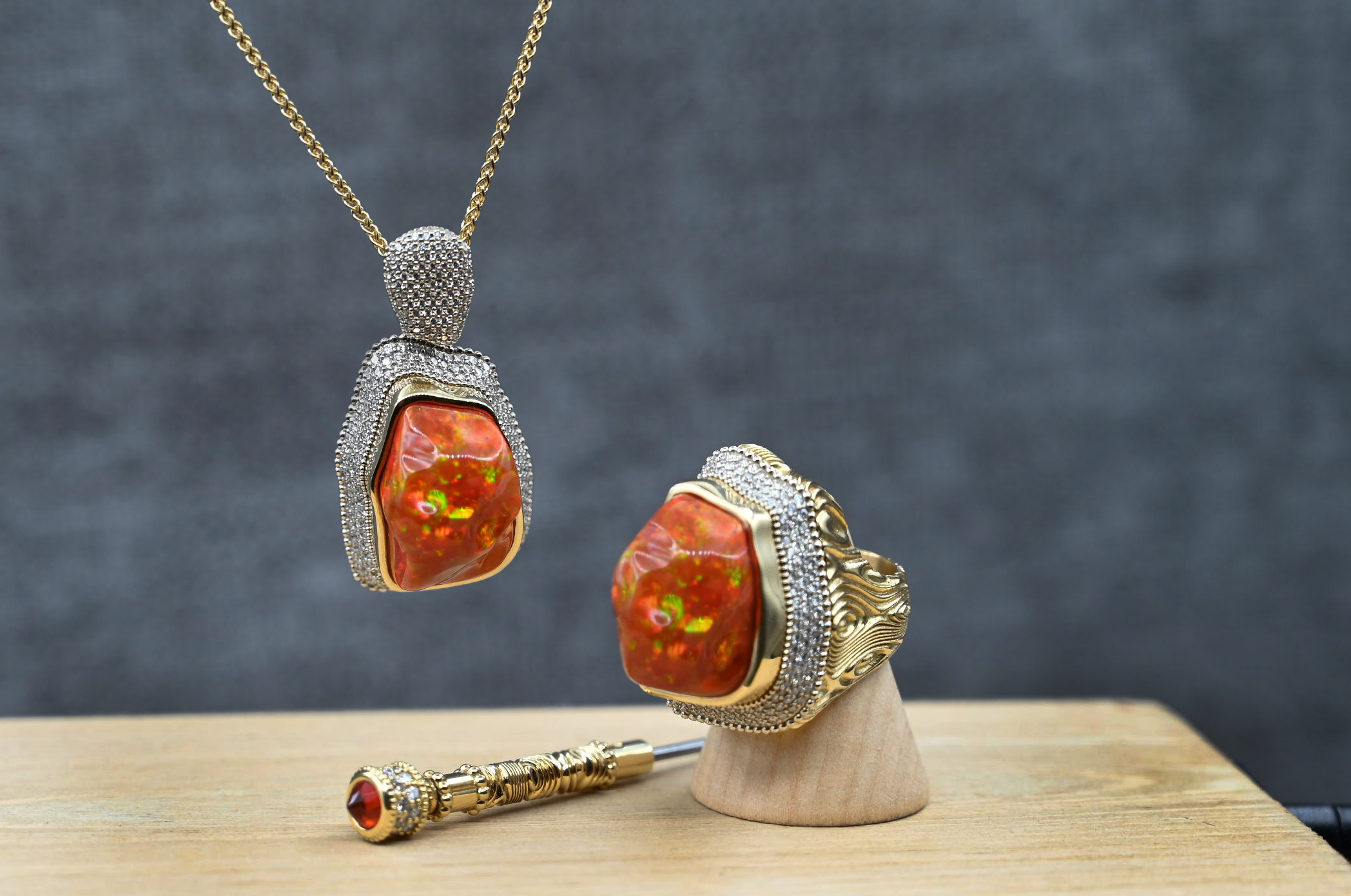 Mexican fire opal online pendant