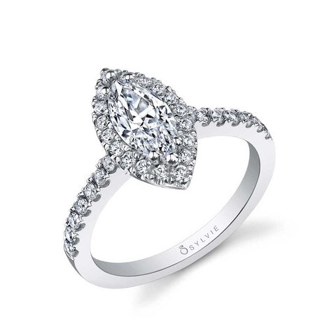 Marquise Shaped Halo Engagement Ring SY999-MQ - Chalmers Jewelers