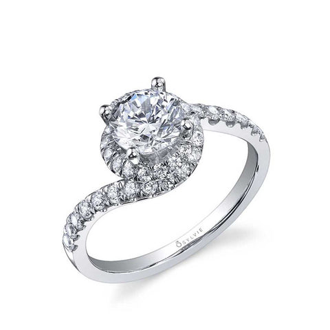 Modern Swirl Halo Engagement Ring SY804 - Chalmers Jewelers