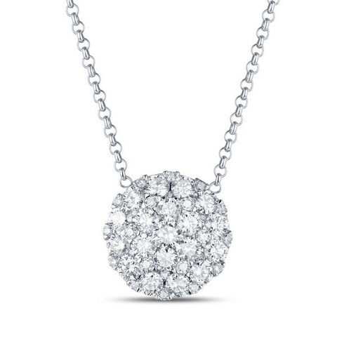 14k White Gold Diamond Pave Circle Pendant - Chalmers Jewelers