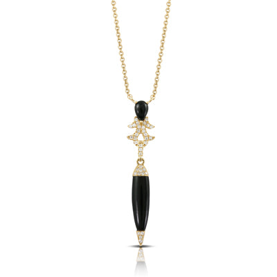 Doves Black Onyx and Diamond Pendant N8473BO