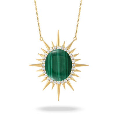 Malachite and diamond necklace - Chalmers Jewelers