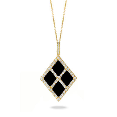 Doves Black Onyx and Diamond Pendant P7953BO