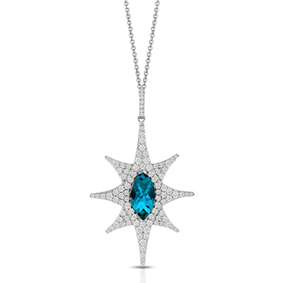 Doves London Blue Topaz and Diamond Pendant P8089LBT-1