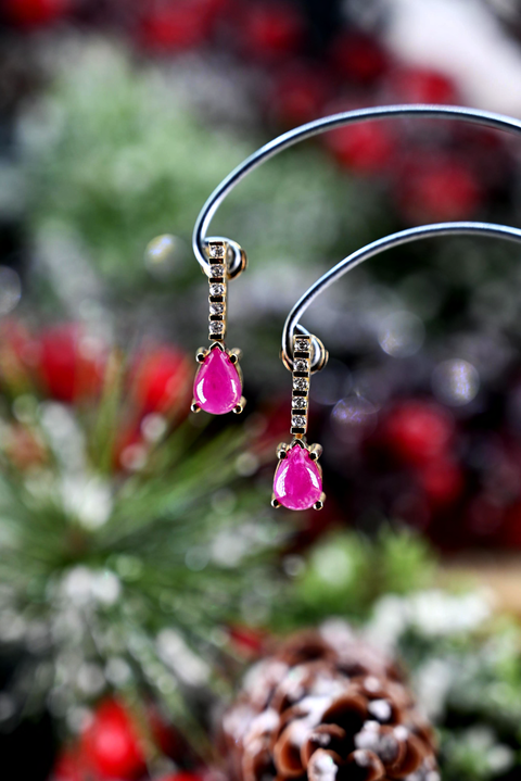 4.82CTW RUBY AND DIAMOND CUSTOM EARRINGS