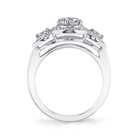Vintage Three Stone Engagement Ring With Halo S1226 - Chalmers Jewelers