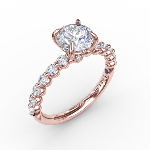 FANA Contemporary Round Diamond Solitaire With Diamond Band S3244