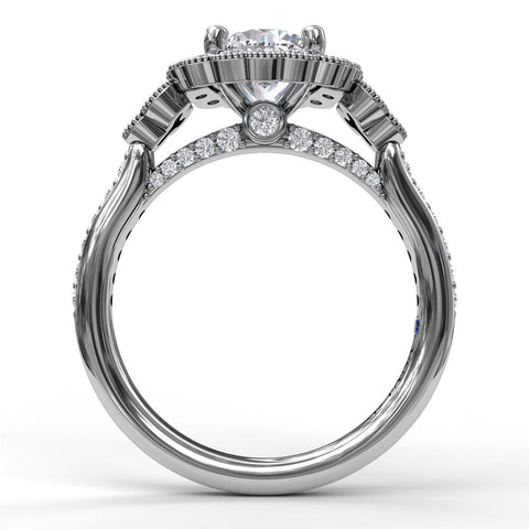 Floral Halo With Diamond Accents Engagement Ring 3563 - Chalmers Jewelers