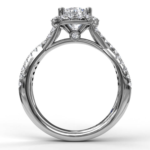 Round Halo Twist Engagement Ring 3990 - Chalmers Jewelers