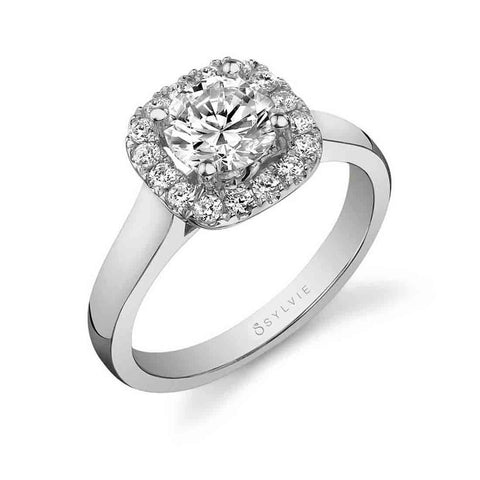 Sylvie Cushion Halo Engagement Ring Two Tone SY756-YG-TT