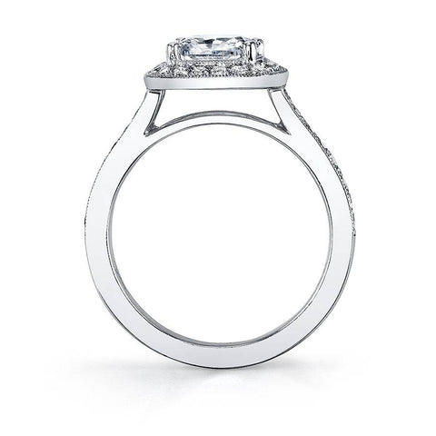 Modern Cushion Halo Engagement Ring SY865 - Chalmers Jewelers