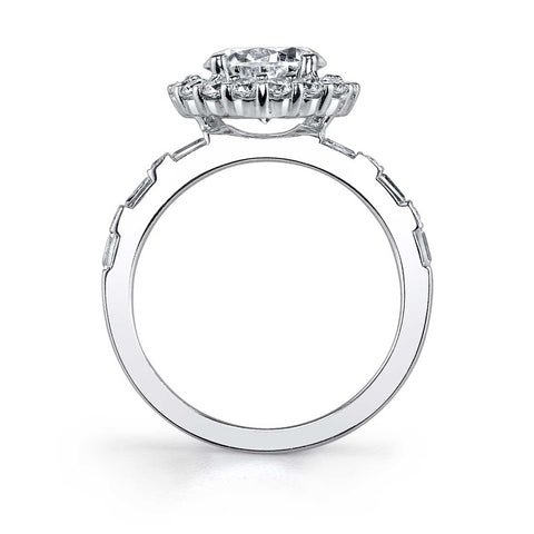 Round Halo Baguette Engagement Ring SY910 - Chalmers Jewelers