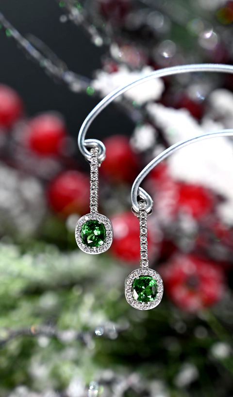 2.40ctw Tsavorite Garnet & Diamond Earrings