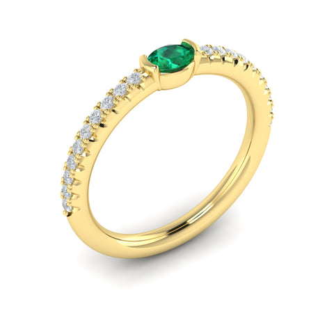 Vlora Sofia 14k Yellow Gold Diamond and Emerald Ring VR60135E