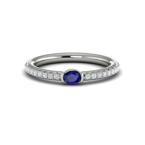 Vlora Sofia 14k White Gold Diamond and Sapphire Ring VR60135S