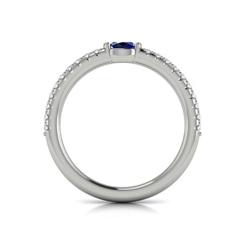 Vlora Sofia 14k White Gold Diamond and Sapphire Ring VR60135S