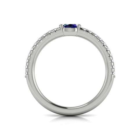 Vlora Sofia 14k White Gold Diamond and Sapphire Ring VR60135S