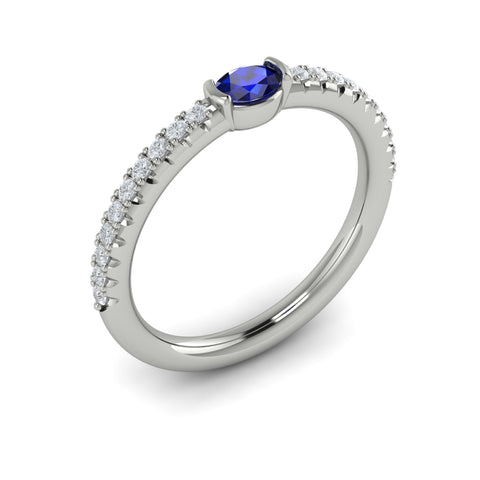 Vlora Sofia 14k White Gold Diamond and Sapphire Ring VR60135S