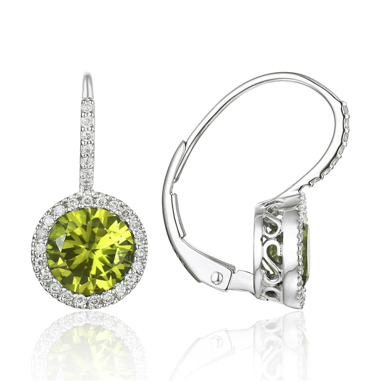 Peridots & Diamonds Platinum Earrings