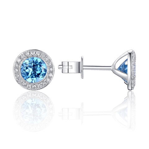 Luvente BLUE TOPAZ 14K GOLD EARRINGS E01482-BT