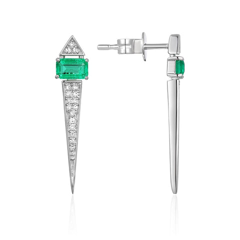 Luvente 14k Emerald and Diamond Dangle Earrings E04287