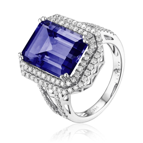 Luvente 14k Tanzanite and Diamond Halo Ring R01587