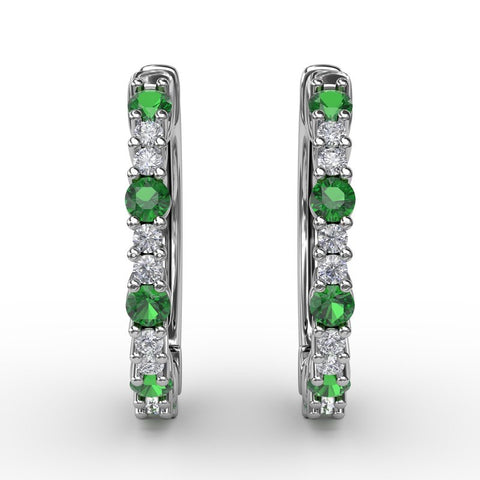 FANA Emerald and Diamond Hoop Earrings ER1742E