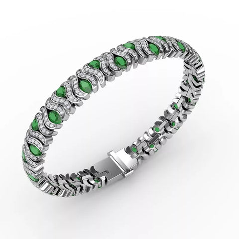 Fana Wave Emerald and Diamond Bracelet 1492