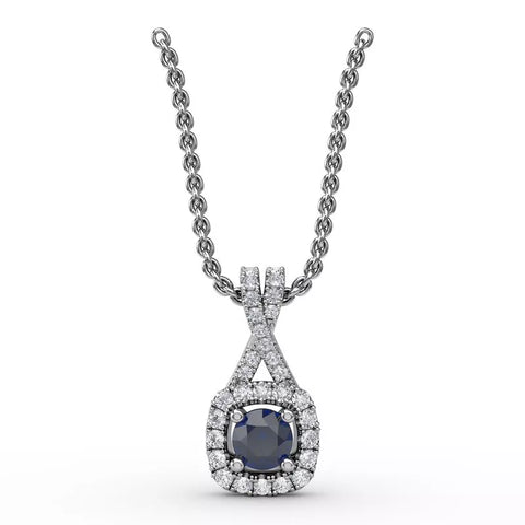 Fana Halo Sapphire and Diamond Pendant 1631