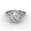 Fana Round Diamond Halo Engagement Ring With Pear-Shape Side Stones S3279