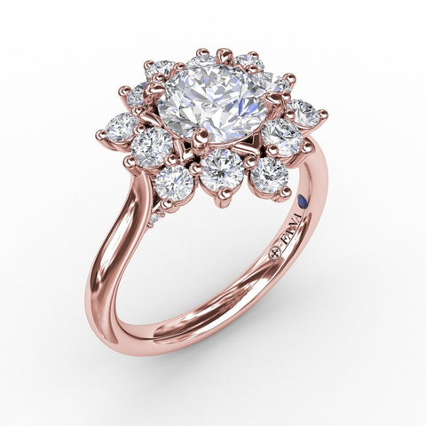 Fana Contemporary Floral Halo Diamond Engagement Ring S3233
