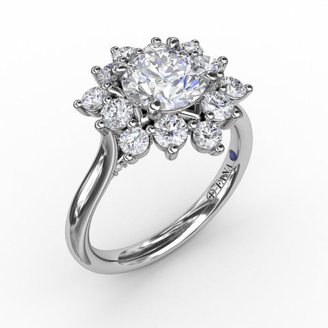 Fana Contemporary Floral Halo Diamond Engagement Ring S3233