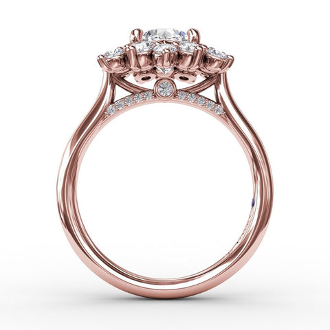 Fana Contemporary Floral Halo Diamond Engagement Ring S3233