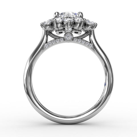 Fana Contemporary Floral Halo Diamond Engagement Ring S3233