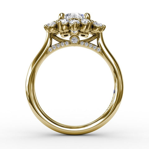 Fana Contemporary Floral Halo Diamond Engagement Ring S3233