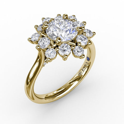 Fana Contemporary Floral Halo Diamond Engagement Ring S3233