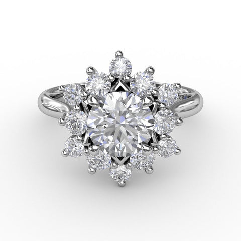 Fana Contemporary Floral Halo Diamond Engagement Ring S3233