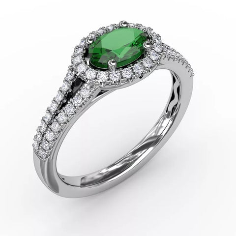 Halo Emerald and Diamond Ring R1605E