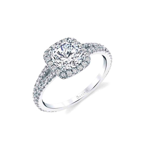 Cushion Halo Engagement Ring S2493 - RB-CH - Chalmers Jewelers