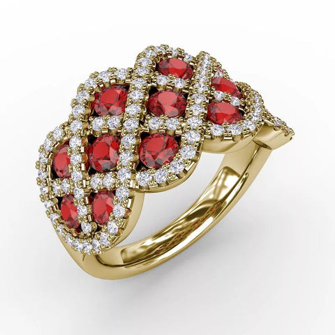 You and Me Emerald and Diamond Interweaving Ring R1370